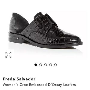 Like New Freda Salvador Women's Croc Embossed D'Orsay Loafers